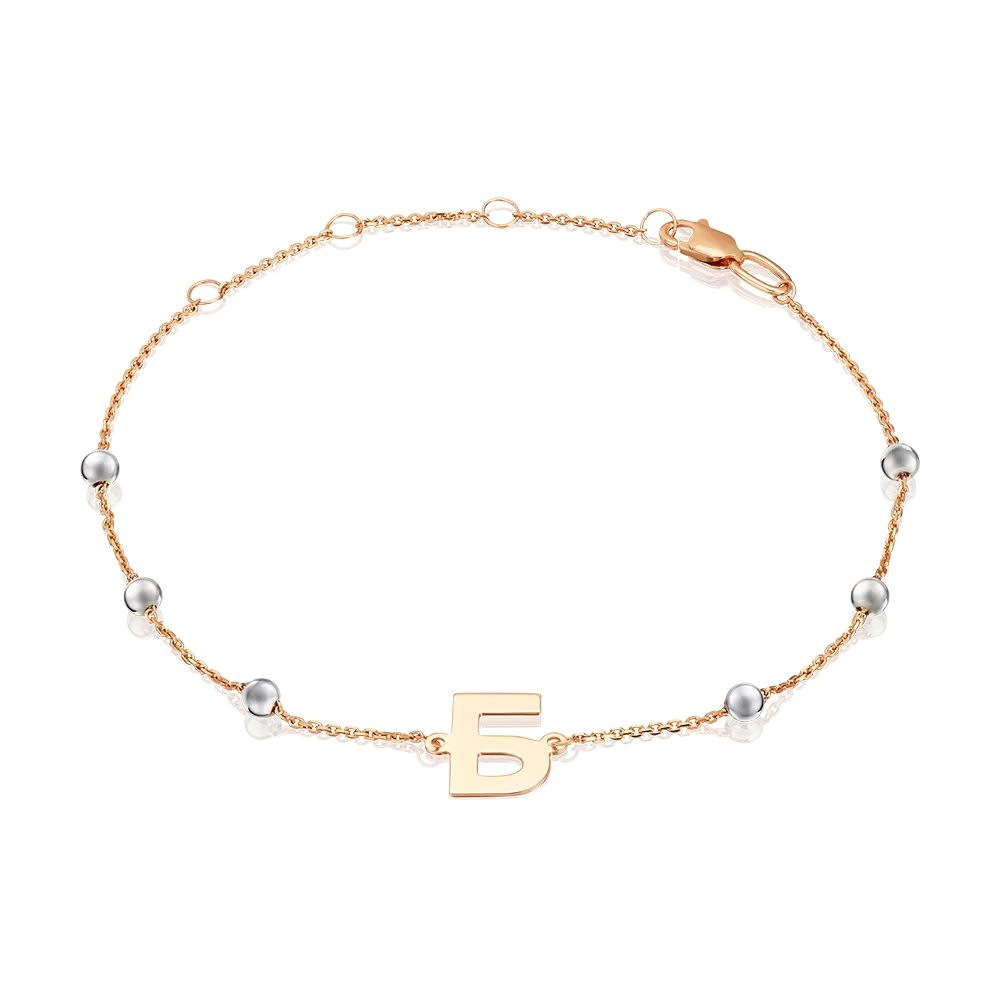 Браслет «Буква Б» из комбинированного золота 05-0849-Б-000-1111