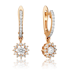 Серьги с английским замком из красного золота с бриллиантами 02-0939-00-101-1110-30