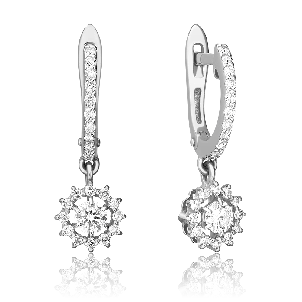 Серьги с английским замком из белого золота с бриллиантами 02-0939-00-101-1120-30