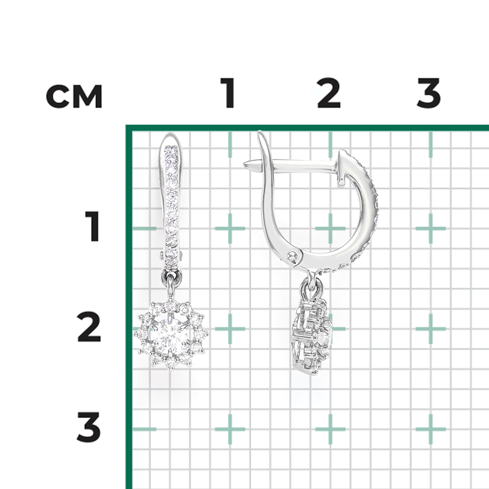 Серьги с английским замком из белого золота с бриллиантами 02-0939-00-101-1120-30