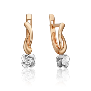 Серьги с английским замком из комбинированного золота с бриллиантом 02-0941-00-101-1111-30
