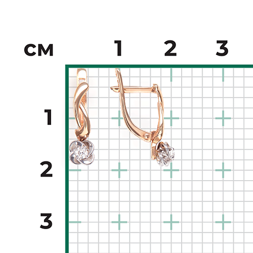 Серьги с английским замком из комбинированного золота с бриллиантом 02-0941-00-101-1111-30