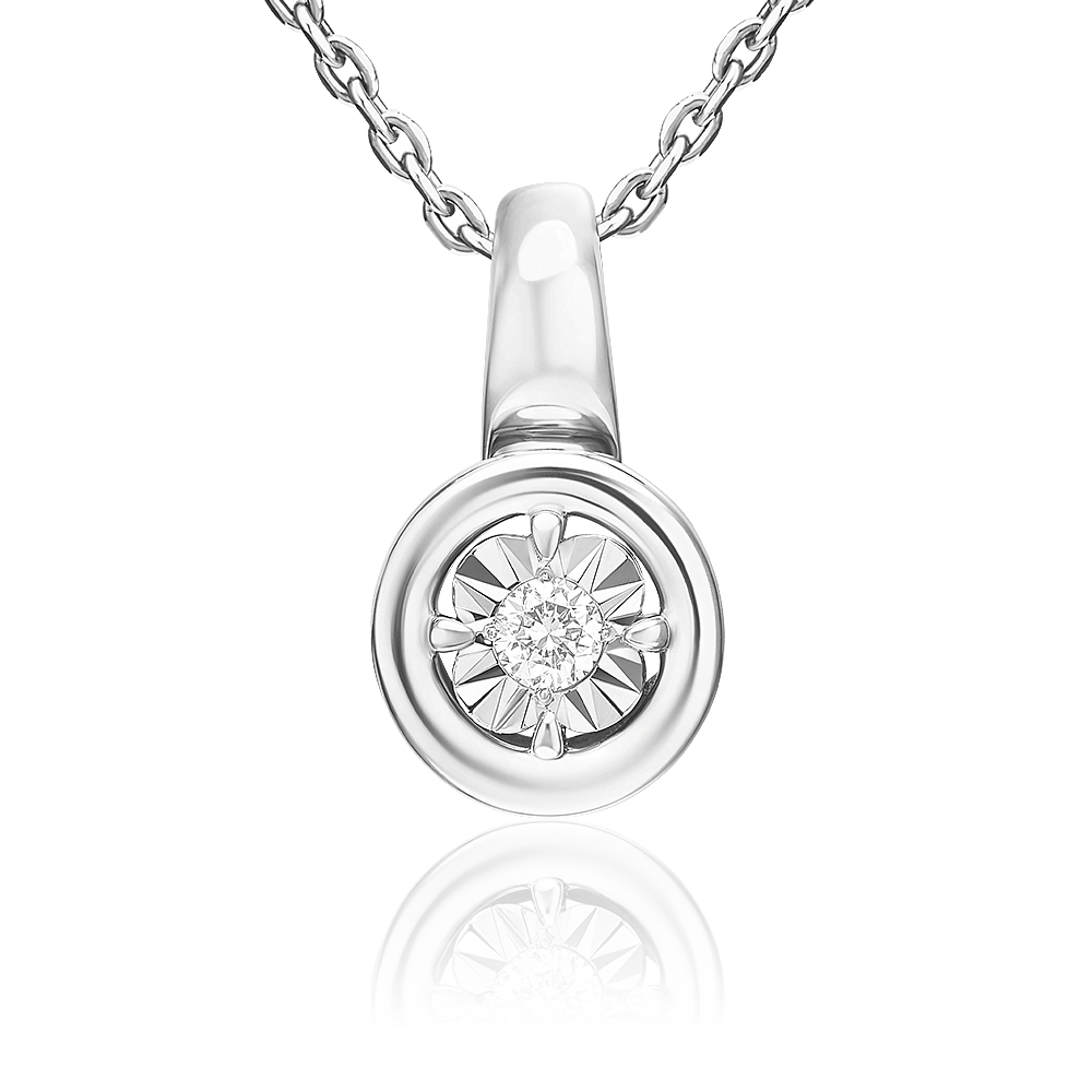 Подвеска из белого золота с бриллиантом 03-3469-00-101-1120