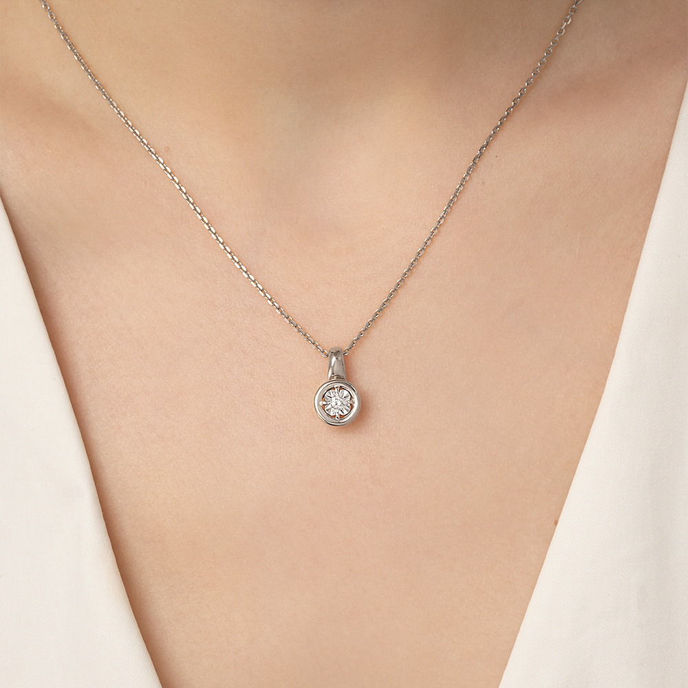 Подвеска из белого золота с бриллиантом 03-3469-00-101-1120