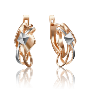 Серьги с английским замком из комбинированного золота 02-4118-00-000-1111-04