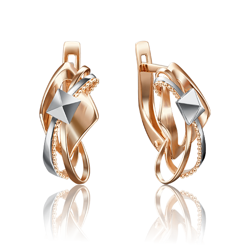 Серьги с английским замком из комбинированного золота 02-4118-00-000-1111-04