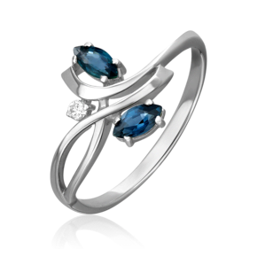 Кольцо из белого золота с сапфирами и бриллиантом 01-1126-00-105-1120-30