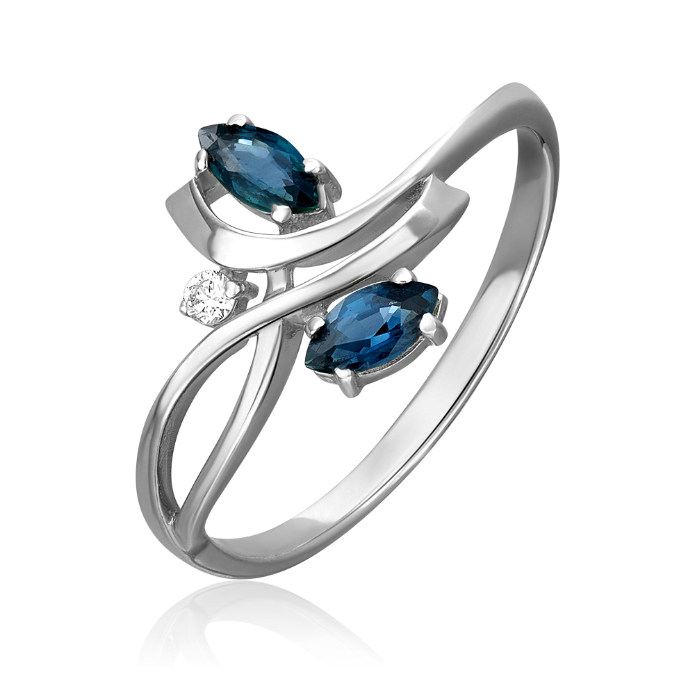 Кольцо из белого золота с сапфирами и бриллиантом 01-1126-00-105-1120-30