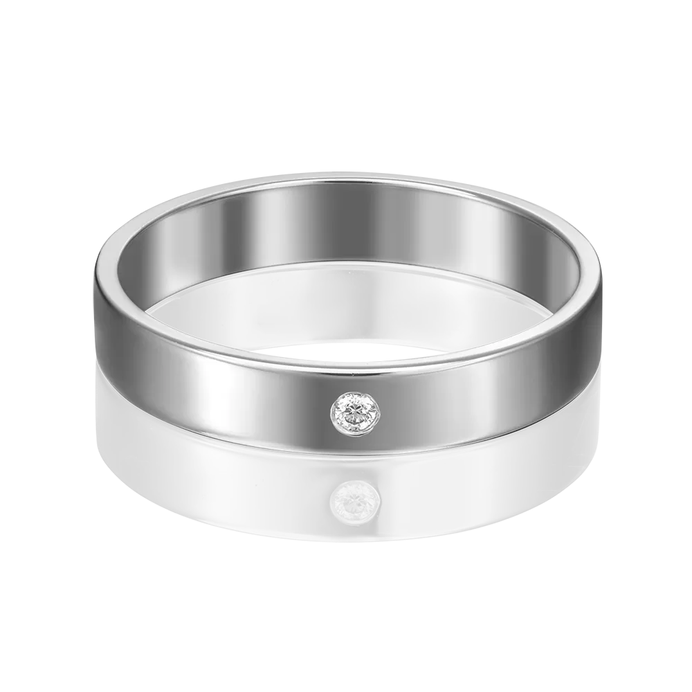 Обручальное кольцо из белого золота с бриллиантом 01-1128-00-101-1120-30