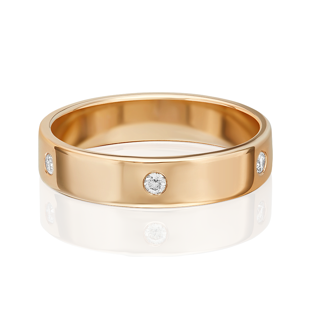 Обручальное кольцо из красного золота с бриллиантами 01-1129-00-101-1110-30