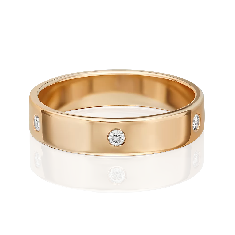 Обручальное кольцо из красного золота с бриллиантами 01-1129-00-101-1110-30