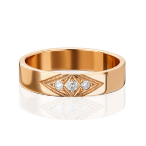 Обручальное кольцо из красного золота с бриллиантами и алмазной гранью 01-1133-00-101-1110-30