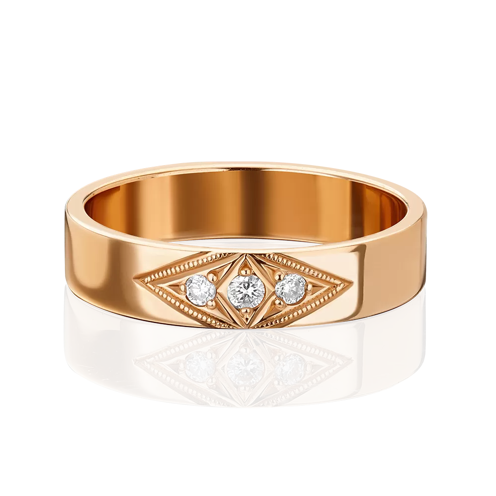 Обручальное кольцо из красного золота с бриллиантами и алмазной гранью 01-1133-00-101-1110-30