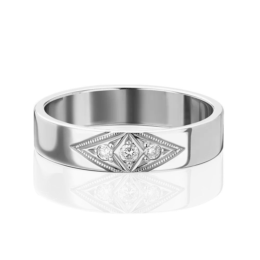 Обручальное кольцо из белого золота с бриллиантами 01-1134-00-101-1120-30