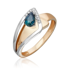 Кольцо из комбинированного золота с сапфиром и бриллиантами 01-5732-00-105-1111