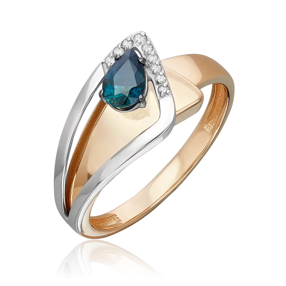 Кольцо из комбинированного золота с сапфиром и бриллиантами 01-5732-00-105-1111