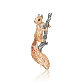 Брошь «Белка» из комбинированного золота с эмалью 04-0298-00-000-1111