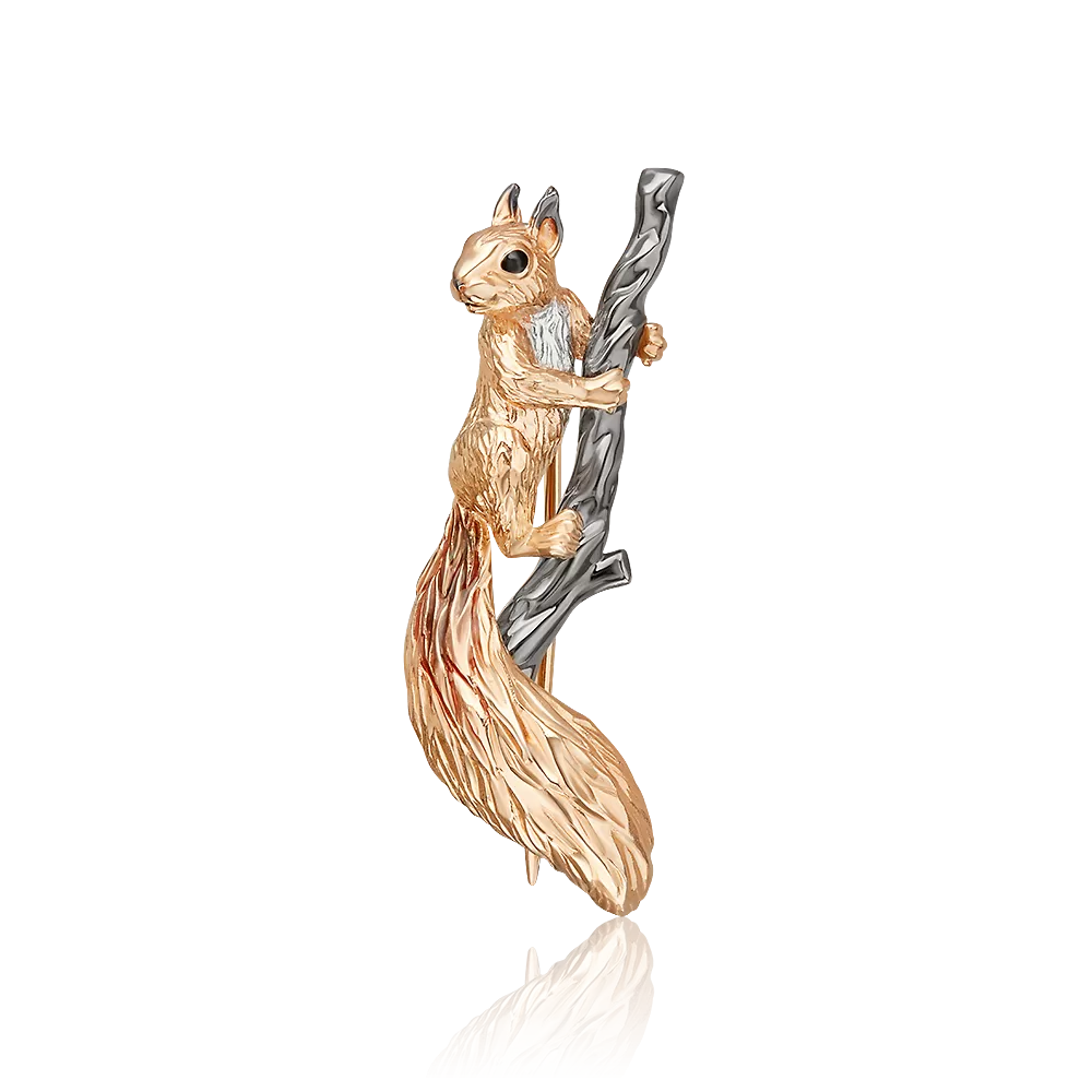 Брошь «Белка» из комбинированного золота с эмалью 04-0298-00-000-1111