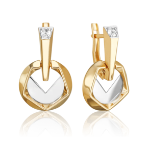 Серьги с английским замком из комбинированного золота с натуральным топазом white 02-5044-00-201-1121