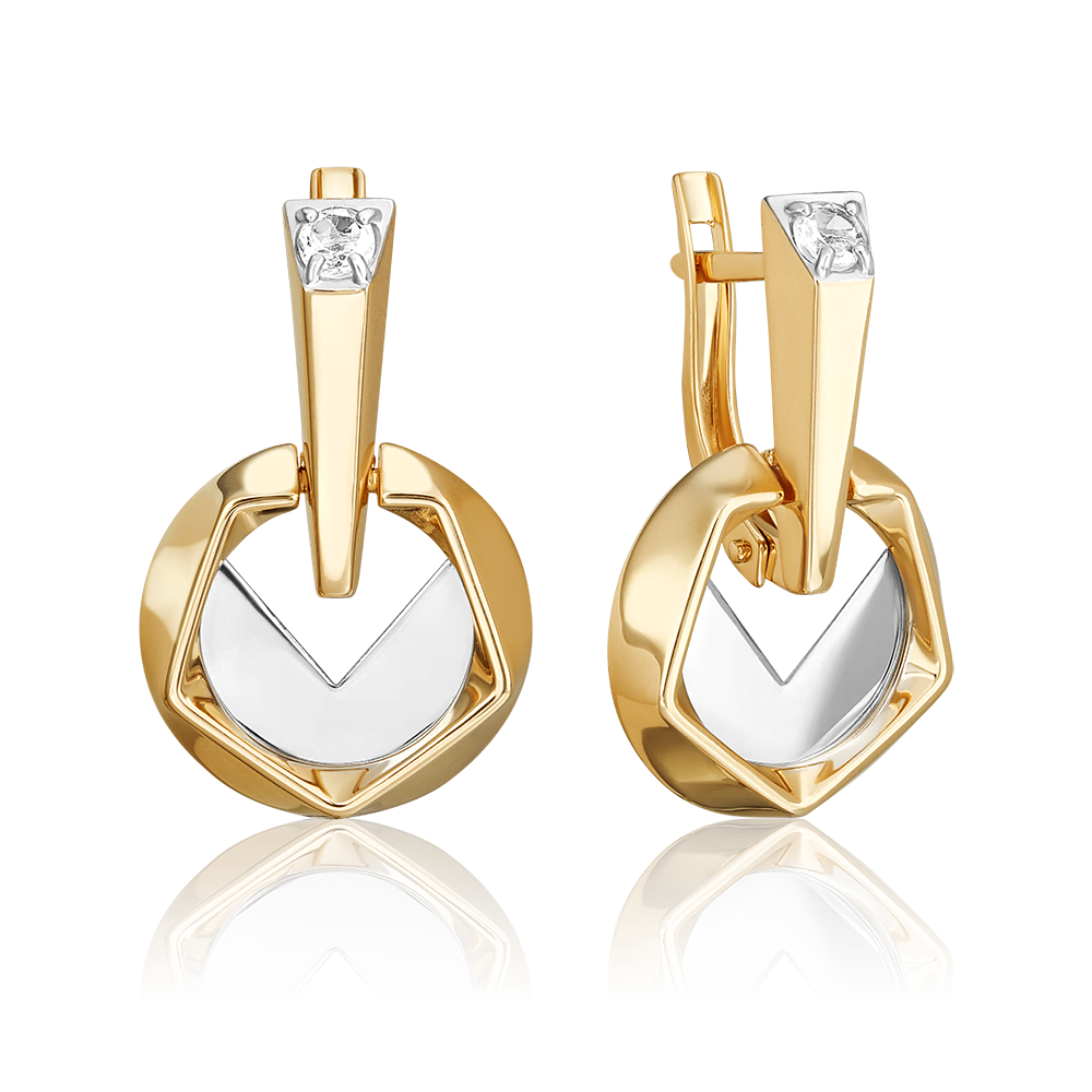 Серьги с английским замком из комбинированного золота с натуральным топазом white 02-5044-00-201-1121