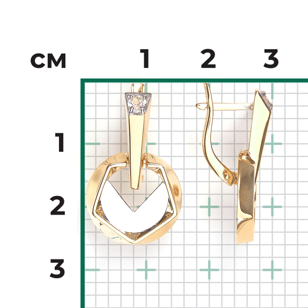 Серьги с английским замком из комбинированного золота с натуральным топазом white 02-5044-00-201-1121