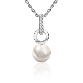 Подвеска из серебра с жемчугом культивированным и фианитами 03-3686-00-302-0200