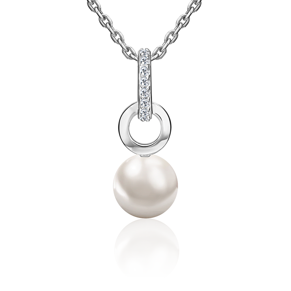 Подвеска из серебра с жемчугом культивированным и фианитами 03-3686-00-302-0200