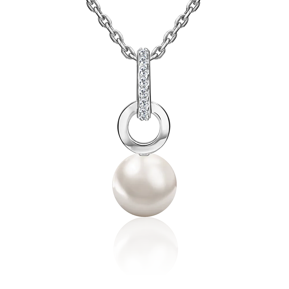 Подвеска из серебра с жемчугом культивированным и фианитами 03-3686-00-302-0200