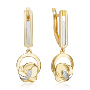 Серьги с английским замком из комбинированного золота с бриллиантами 02-5019-00-101-1121