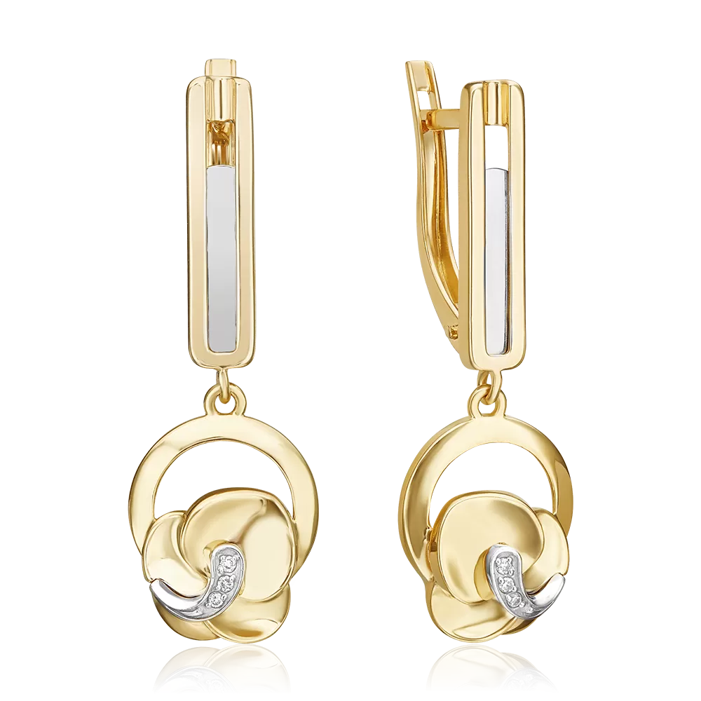 Серьги с английским замком из комбинированного золота с бриллиантами 02-5019-00-101-1121