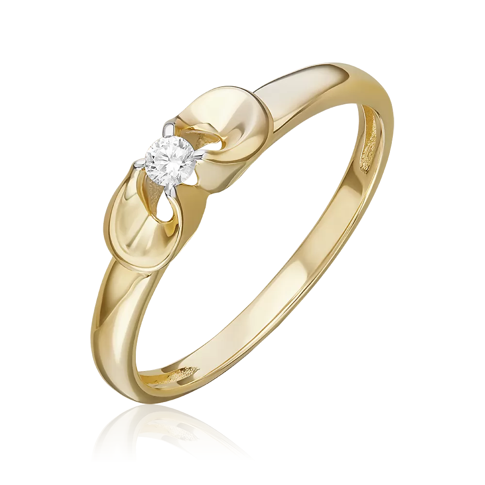 Кольцо из лимонного золота с бриллиантом 01-5800-00-101-1130