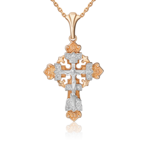 Православный крест из комбинированного золота с бриллиантами 03-0390-00-101-1111-30