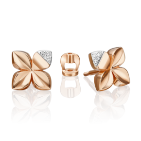 Серьги-пусеты из комбинированного золота с бриллиантами 02-4983-00-101-1111