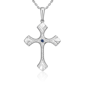 Подвеска из белого золота с сапфиром и бриллиантами 03-0475-00-105-1120-30