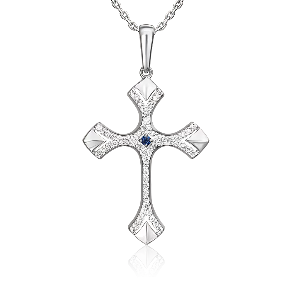Подвеска из белого золота с сапфиром и бриллиантами 03-0475-00-105-1120-30