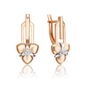 Серьги с английским замком из комбинированного золота с бриллиантами 02-4990-00-101-1111