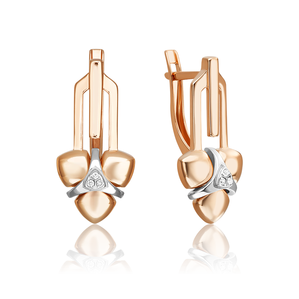 Серьги с английским замком из комбинированного золота с бриллиантами 02-4990-00-101-1111