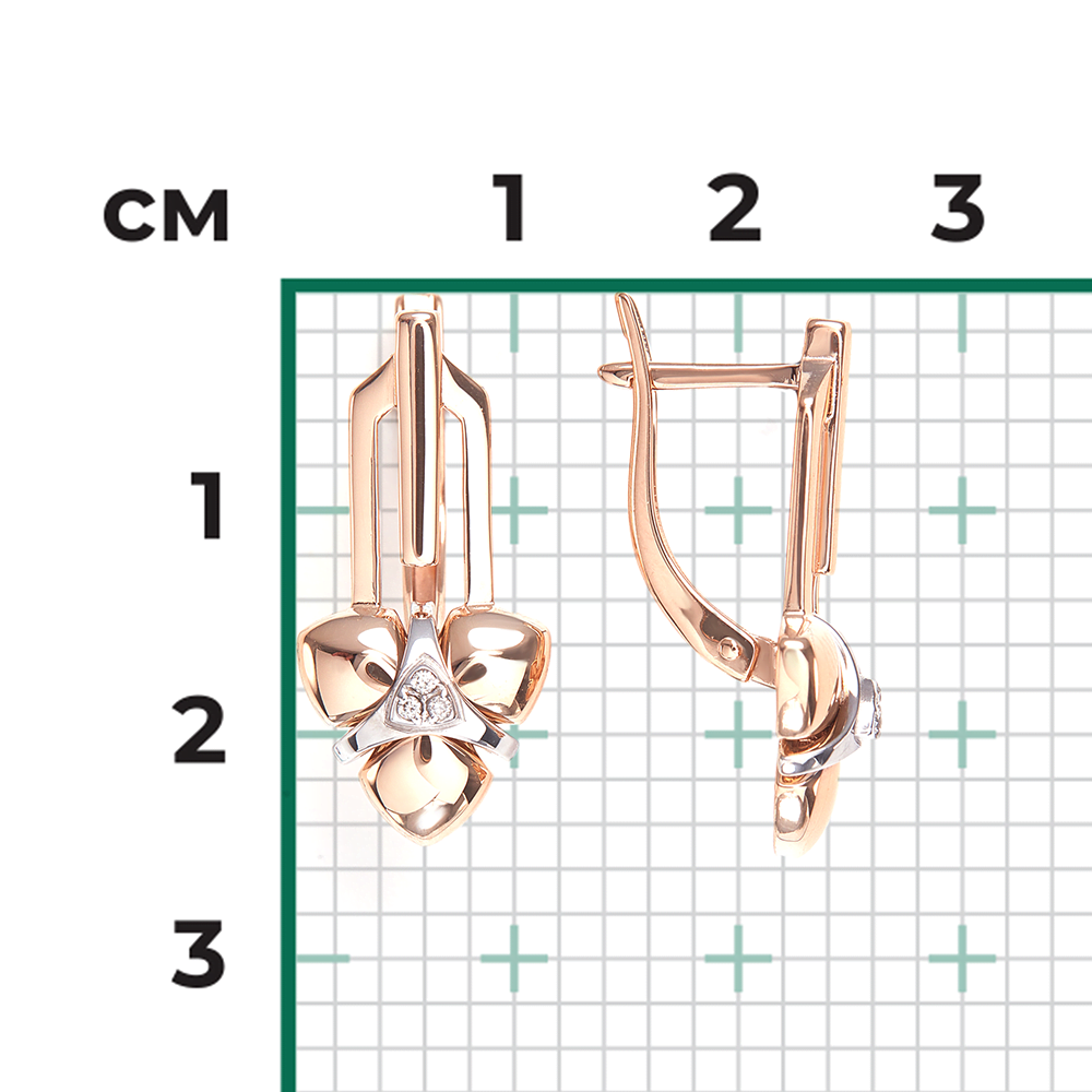 Серьги с английским замком из комбинированного золота с бриллиантами 02-4990-00-101-1111