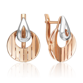 Серьги с английским замком из комбинированного золота 02-5366-00-000-1111