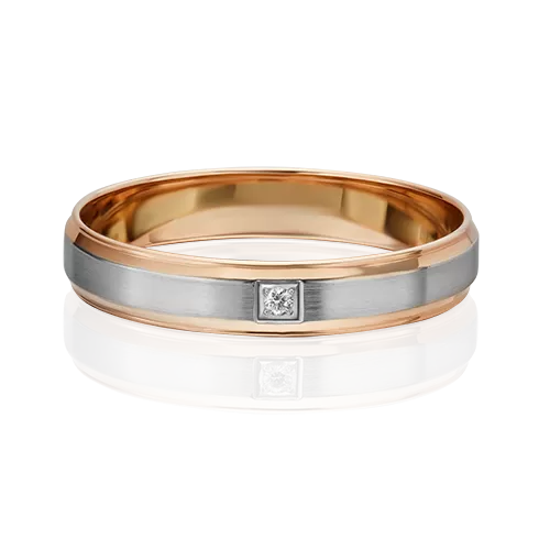 Обручальное кольцо из комбинированного золота с бриллиантом 01-5233-00-101-1111-30