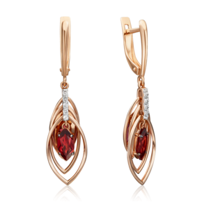Серьги с английским замком из красного золота с гранатом и натуральными топазами white 02-4465-00-264-1110-57