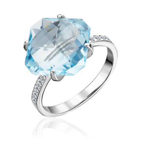 Кольцо из серебра с топазом и фианитами