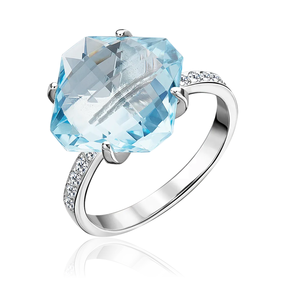 Кольцо из серебра с топазом и фианитами 01-3462-00-207-0200