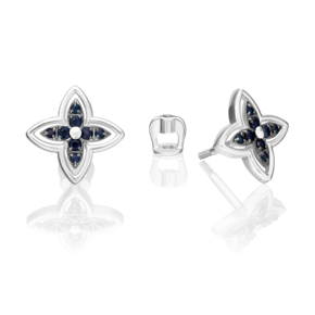 Серьги-пусеты из белого золота с сапфирами