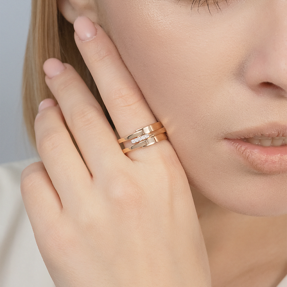 Кольцо из красного золота с фианитами 01-5682-00-401-1110