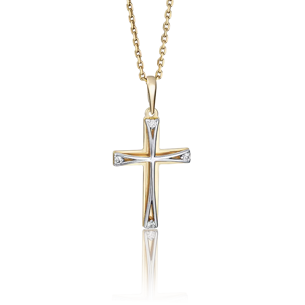 Декоративный крест из комбинированного золота с бриллиантами 03-2735-00-101-1121-30