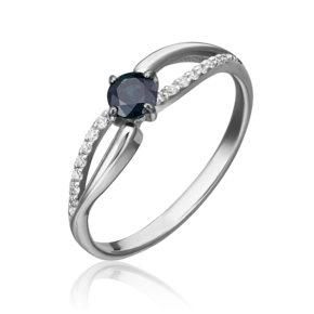Кольцо из белого золота с сапфиром и бриллиантами 01-1556-00-105-1120-30