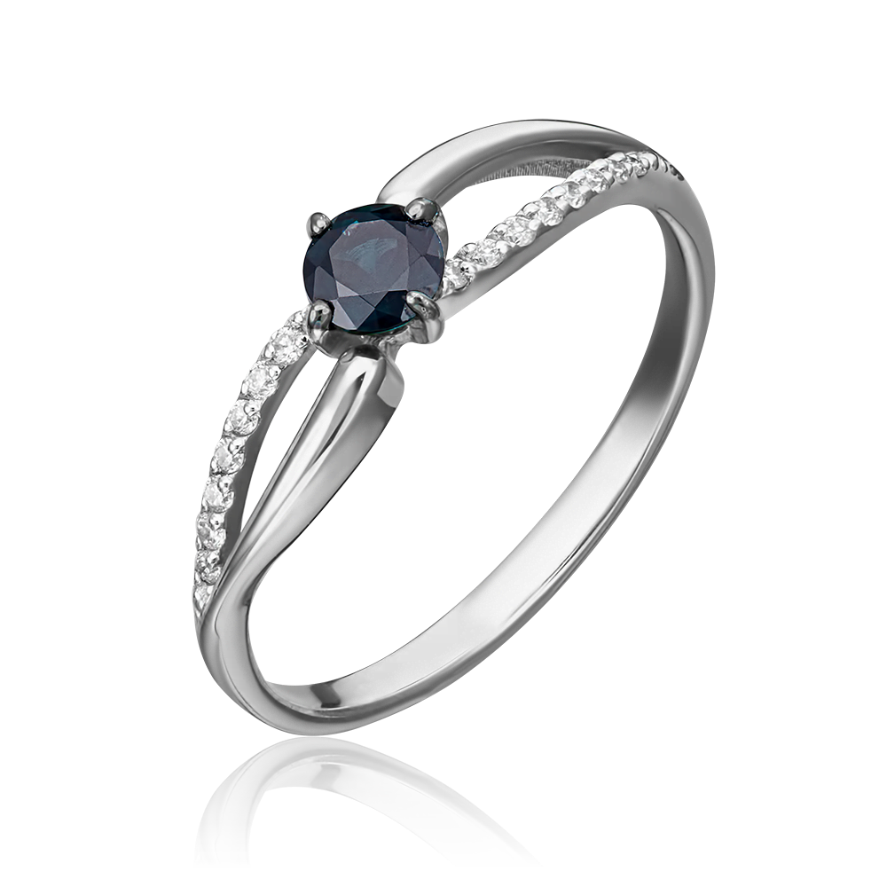 Кольцо из белого золота с сапфиром и бриллиантами 01-1556-00-105-1120-30