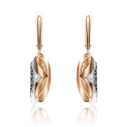 Серьги с английским замком из комбинированного золота 02-4123-00-000-1111-48