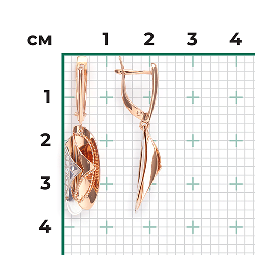 Серьги с английским замком из комбинированного золота 02-4123-00-000-1111-48